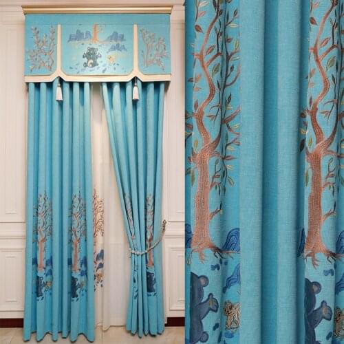 European and American high-end blue cashmere curtains for bedroom living room and kitchen curtains high-quality custom curtains