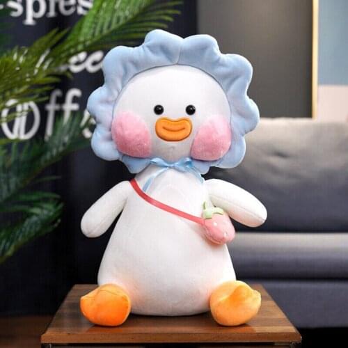 Cute Quality Blue Yellow Pink Stuffed Duck Plush Toy Soft Doll Birthday Christmas Gift for Girls Boys Indoor Bedroom Decor