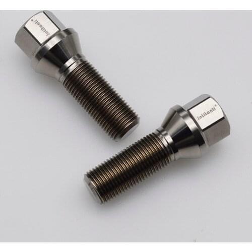 Jntitanti High Performance Silver Color 60 Degree Cone Seat Gr.5 Titanium Wheel Lug bolts M14*1.5*35mm