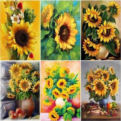 GATYZTORY Painting By Number Sunflower And Fruit Painting Coloring By Numbers Wall Art Picture Acrylic Canvas Paintings Home Dec