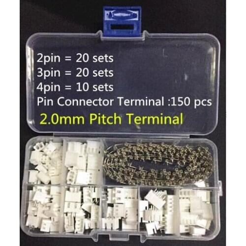 50 sets Kit in box 2p 3p 4 pin 2.0mm Pitch Terminal / Housing / Pin Header Connector Wire Connectors Adaptor XH2P Kits