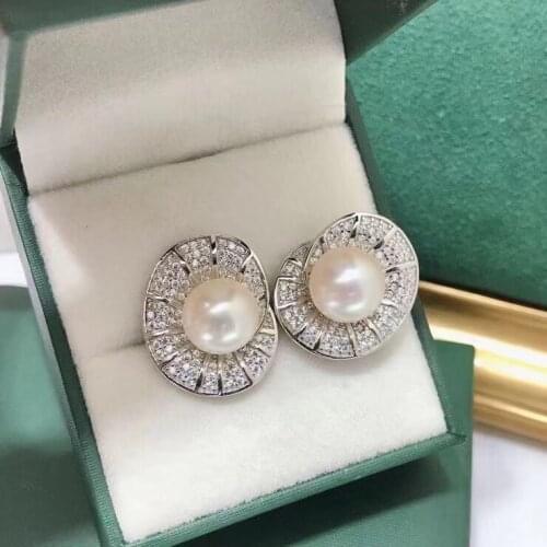 NO PEARLS 925 Sterling Silver Earrings Findings Settings Base Mountings Parts Mounts for Pearls Agate Crystal Stones Beads