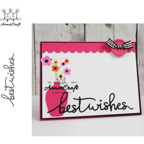 Word Best Wishes Metal Cutting Dies Scrapbooking Stencil For DIY Paper Card Decorative Embossing Die Cut Craft Dies New 2019