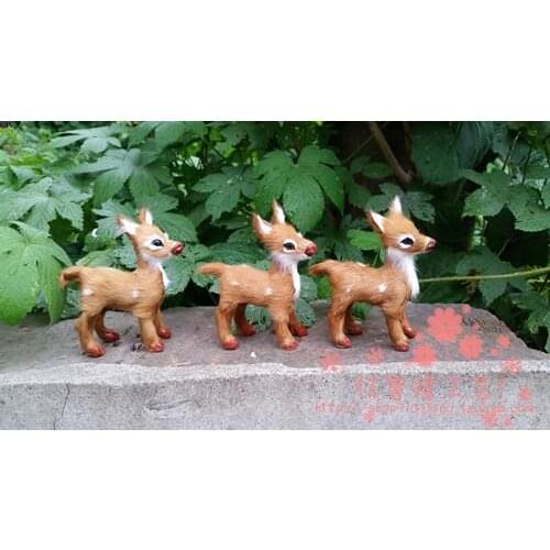 Mini 9x8cm simulation sika deer Handmade model toy,polyethylene& furs deers toy,one lot/ 3 pieces,decoration Xmas gift w4052