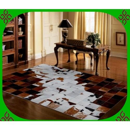 Fashionable art carpet 100% natural genuine cowhide leather thin carpets
