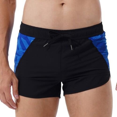 Men Underwear Sport Short Pants Contrast Color Breathable Shorts Gym Running Workout Quick-Drying Drawstring Swimming Trunks