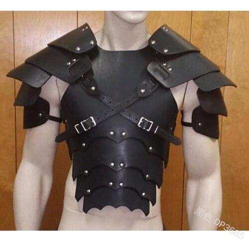Warrior Knight Armors Men Medieval Multichip Shoulder PU Leather Harness Vintage Arm Viking Pirate Cosplay Costume Halloween