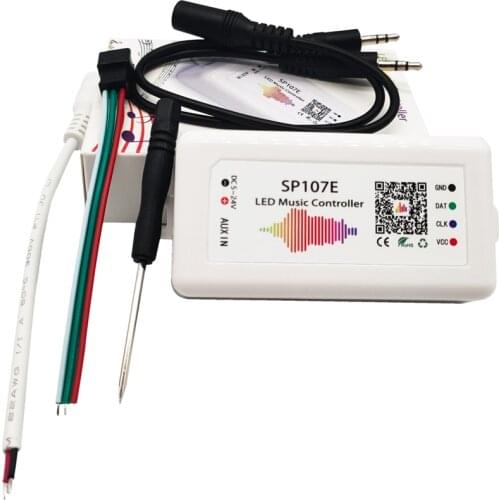 SP107E Bluetooth Music Led Controller For WS2812B WS2811 SK6812 UCS1903 LPD6803 WS2801 Led Strip Light DC5-24V