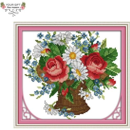Joy Sunday H412 Free Shipping 14CT 11CT Stamped and Counted Home Decoration All Flowers Bloom Together Embroidery Cross Stitch