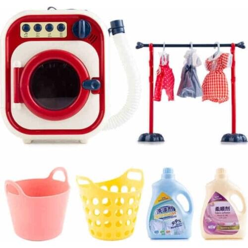 Childrens washing machine toy set Electric mini drum can rotate kinetic energy with water girl play house gift 3 years old