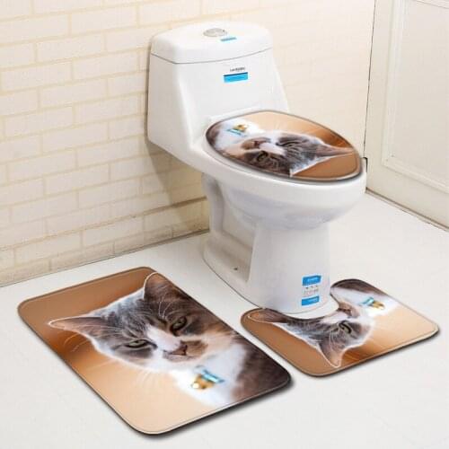 Cat dog animal pattern Bathroom Decor Toilet Three-piece set Toilet Seat Mat Toilet Lid Cover mat Bath Mats Sets bathroom rug