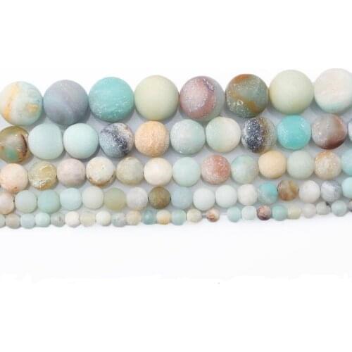 Nature Stone Matte Amazonite Gemstones Beads Loose Beads for DIY Jewelry Making Approxi 15.5 inch 1 Strand per Bag