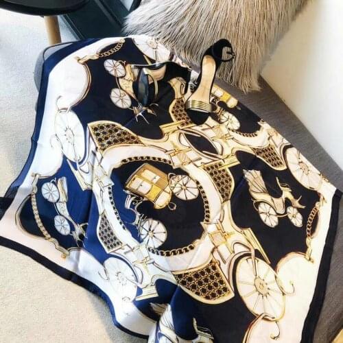 New Women Scarf Luxury Brand Chain Carriage Print Scarves Women Silk Girls Soft Warm Woman Warm Winter Scarf Silk Scarf Scarves