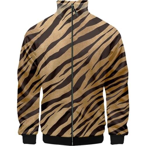 OGKB New Tiger Stripes Print Man Stand Collar Jacket 3D Printed Long Sleeve Casual Oversize Clothing Mens Zipper Coat Wholesale