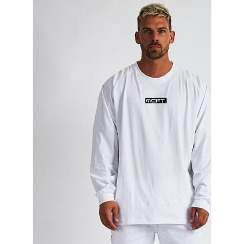 Autumn Long Sleeve T-Shirt Men Basic Loose Tee Shirt Oversize T Shirt Men Sport O-neck Gym Bodybuilding Fitness tshirt plus size