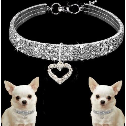 Pet Necklace Cute Dog Cat Adjustable Bling Rhinestone Collar Necklaces Princess Wedding Collar for Small Pets Cats Kitten Puppy