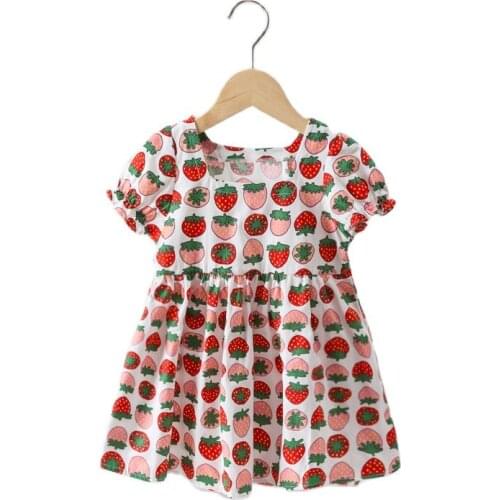 Summer Girls' Dress Strawberry Casual Sleeveless Party Princess Dress Cute Childrens Baby Kids Girls Clothing Girls Clothes