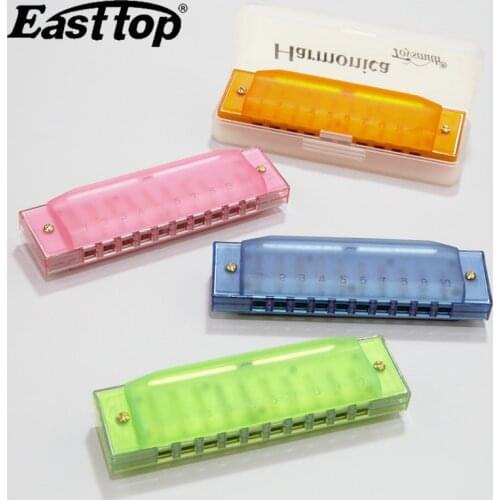 EASTTOP Translucent Color Harmonica / 10 holes harmonica for children toys and hobby/ kid gift free shipping