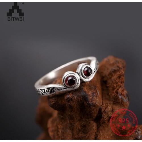 S925 stering sliver Garnet Sun Wukong magic ancient silver antique personality womens fashion ring jewelry wholesale
