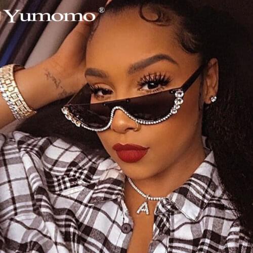 Cat Eye Sunglasses Women 2019 Fashion Trendy Diamond Luxury Brand Designer Stylish Crystal Sexy Vintage Metal Mirror Shades
