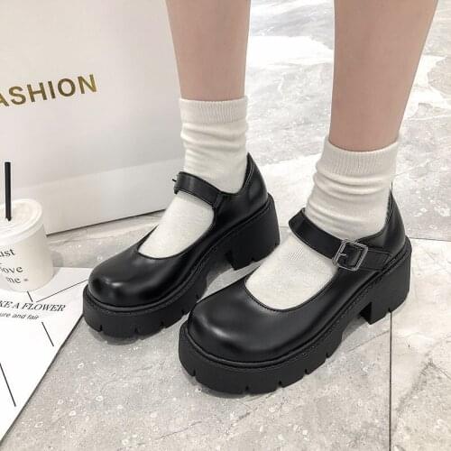 Shoes Lolita Shoes Women Japanese Style Mary Jane Shoes Women Vintage Girls High Heel Platform Shoes College Student big size 35
