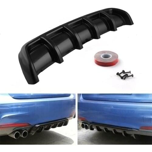 25"x 5" Universal Car Kit Rear Bumper Cover Trim Shark Fin Spoiler Lip Diffuser Bumper Guards Car Automobile Accessories