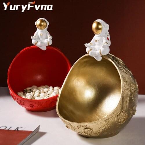 YuryFvna Nordic Astronaut Figurine Sculpture Key Storage Decor Home Accessories Living Room Coffee Table Fruit Tray Storage Box