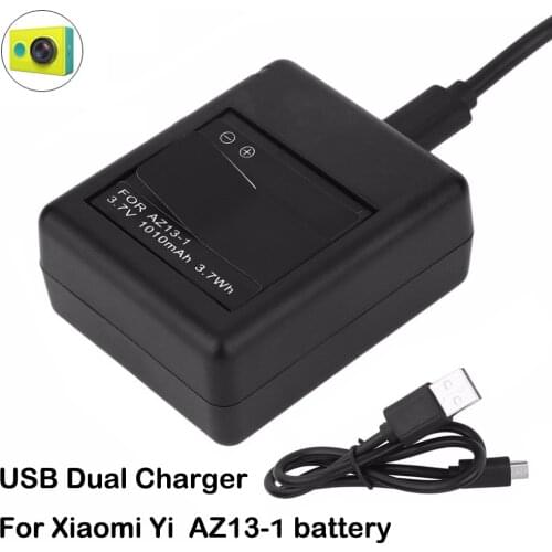 Charger for Xiaomi yi battery yi Li-ion AZ13-1 batteries USB 2 sides Charger For xiaoyi xiao mi yi Action camera accessories