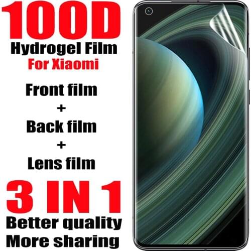3 IN 1 Screen Protector For Xiaomi Mi 11 Note 10 10T Pro Lite Full Cover Hydrogel Film For Xiamo Mi 10 9 SE 9T Pro A2 A3 Lite