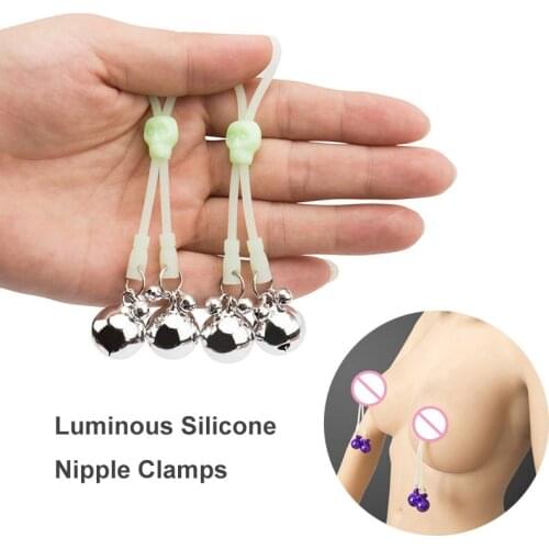 Bdsm Luminous Silicone Rope Nipple Clamps Slave Bondage Restraits Adjustable Nipple Clips Bells Adult Games Sex Toys for Couples