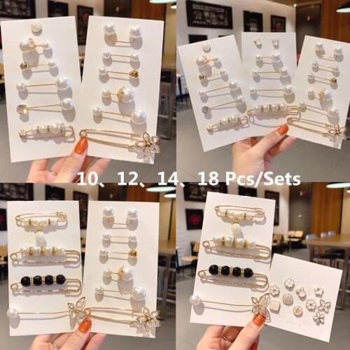 Fashion Delicate Pearl Brooches Pins For Women Dress Pants Resizing Decoration Buckle Anti-Exposure Broche Pin Sets Accessories