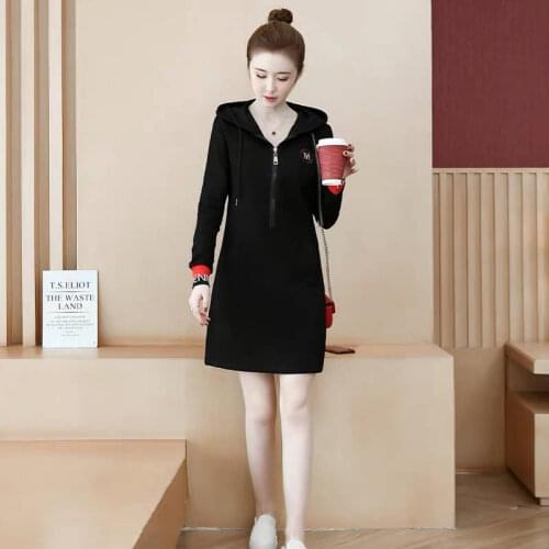 2020 Spring/Fall Thick Vintage Womens Dress Package Hip Long Sleeve Hooded Dresses Fashion Pocket Sexy Short Dress Vestidos