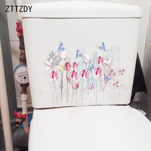 ZTTZDY 26×20CM Hand Painted Flowers Home Wall Decoration Fashion Bathroom Toilet Stickers T2-1278