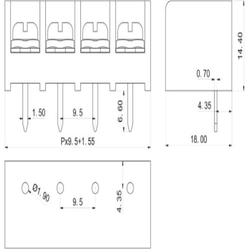 10pcs/lot Free shipping KF9500 lid Barrier Terminal Barrier Blocks 2p/3p/4p/5p/6p/7p/8p/9p/10p/12P