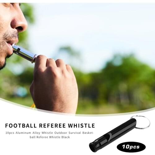 10pcs Aluminum Alloy Whistle Outdoor Survival Basketball Referee Whistle Black Emergency Multifunction Equipment kit