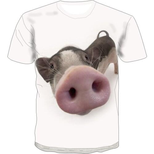 2020 New 3D Cute Piggy Short Sleeve T-Shirt Fashion Round Neck Mens T-Shirt Womens T-Shirt Couple T-Shirt Summer tops&Tee