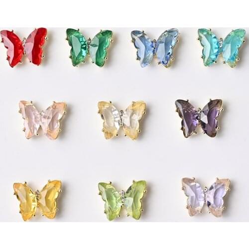 5Pcs Nail Crystal Nail Art Butterfly Charms Strass Design Nail Rhinestones DIY Manicure 3D Butterfly UV Gel Accessories HOT12