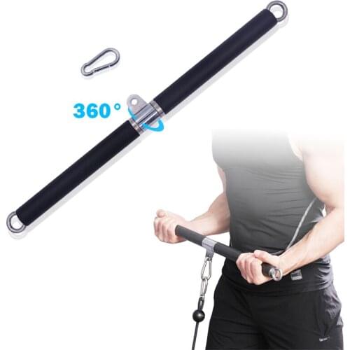 LAT Pull Down Bar Gym Rotating Straight Bar Two End with Bearing Ring for Cable Machine Attachment Resistance Bands Bar Handles