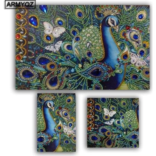 Peacock Animal Pattern Special Shaped Diamond Painting DIY 5D Partial Drill Cross Stitch Kits Crystal Rhinestone Embroidery Arts