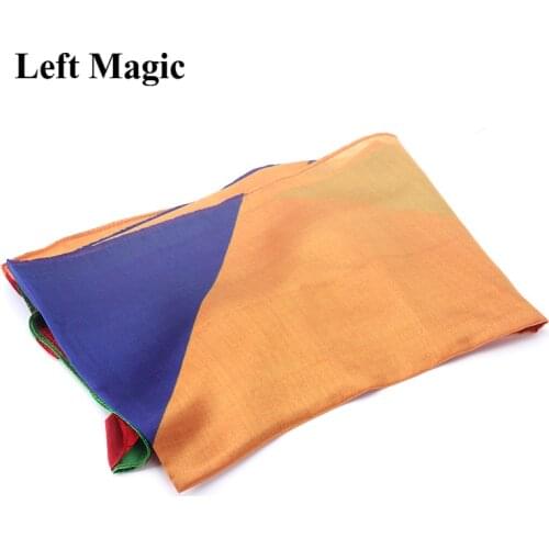 Four-Color Rainbow Stripes Scarf Magic Tricks 45X45cm / 90X90mm Silk Cane Magic Stage Magic Tricks Fun Accessories Illusions