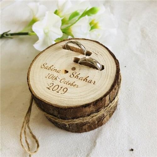 Custom Wooden Ring Box Rustic Wedding Ring Bearer Box Personalized Wedding Gifts Retro Wood Ring Box Pillow Holder