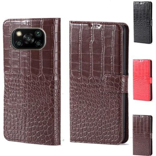 For PocoPhone Poco X3 Pro Luxury Crocodile design Flip Leather Wallet Phone Case For Xiaomi Poco X3 NFC Phone cover card slot
