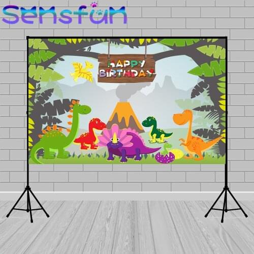 Dinosaur Party Photocall Backdrop Jungle Trees Animal Newborn Baby Shower Boy Birthday Photography Background for Photo Studio