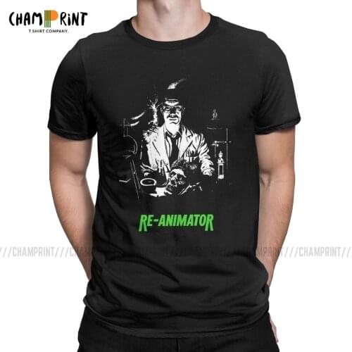 Re-Animator Men T Shirt Fantasy Horror 70S Movie Novelty Tees Short Sleeve Round Collar T-Shirt Birthday Present Clothing