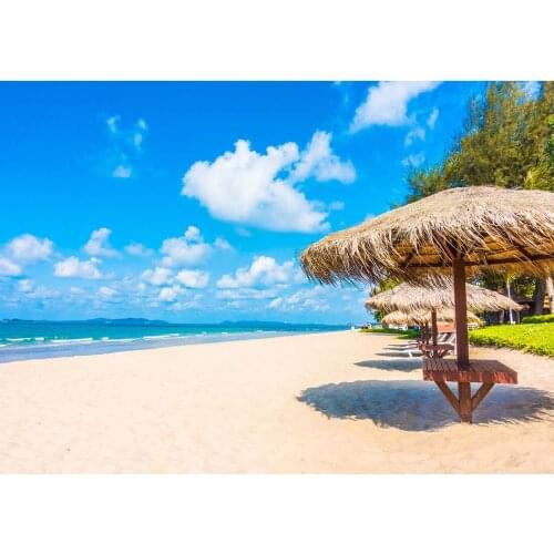 Blue Sky Cloud Sunshine Golden Beach Photography Backdrops Vinyl Cloth for Wedding Baby Shower Children Photobooth Photo Studio