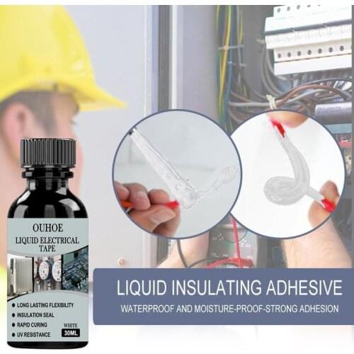 Insulating Liquid Glue 30/50ml Black White Anti Uv Waterproof Fast Dry Temperature Resistance Insulation Electrical Tape Glue