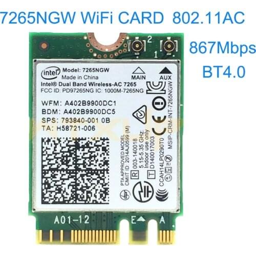 802.11AC Card for Intel 7265NGW Dual band 7265 7265AC 867Mbps vPro/WIDI wireless network card WiFi Bluetooth-compatible 4.0