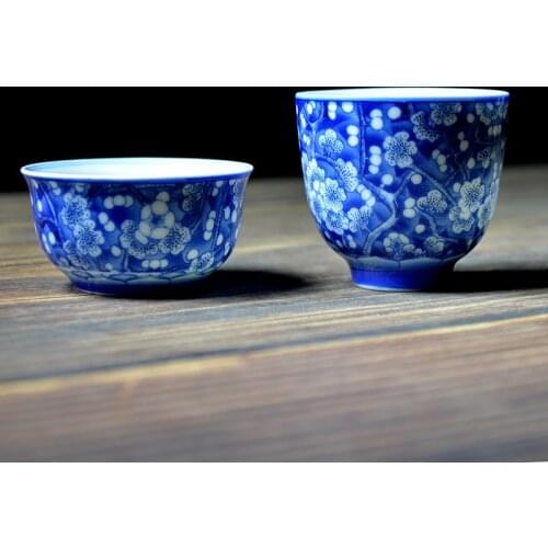 Jingdezhen ceramic teacup, blue and white Jilan tea cup, Kungfu teacup, master cup, Pu'er teacup NO.YZ61