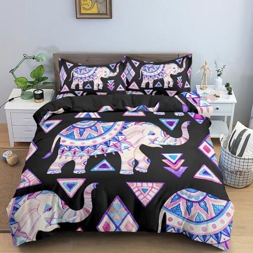 3D Bedding Set Abstract Cartoons Duvet Cover With Pillowcase Quilt Cover Queen King Bed Linens Elephant Pattern Luxury Bed Set