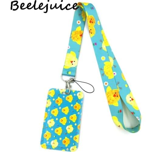 Yellow Chicken Duck Creative Lanyard Card Holder Student Hanging Neck Phone Lanyard Badge Subway Access Card Holder Accessories